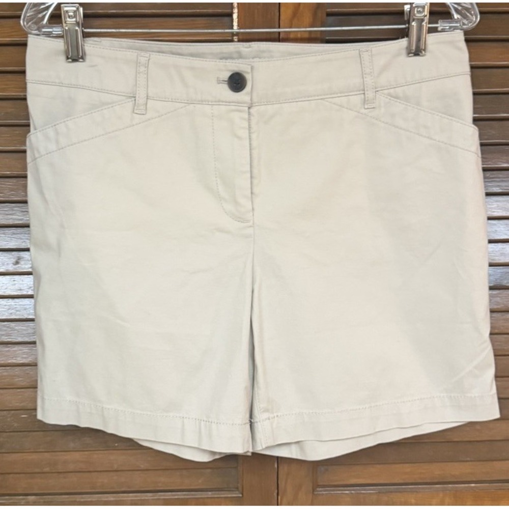 Talbots Petite Khaki Chino Shorts Womens 8P Classic Preppy Casual Summer